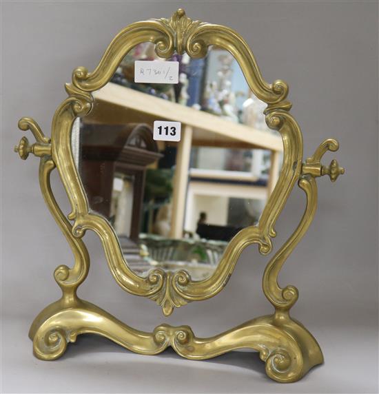 A brass dressing table mirror height 42cm